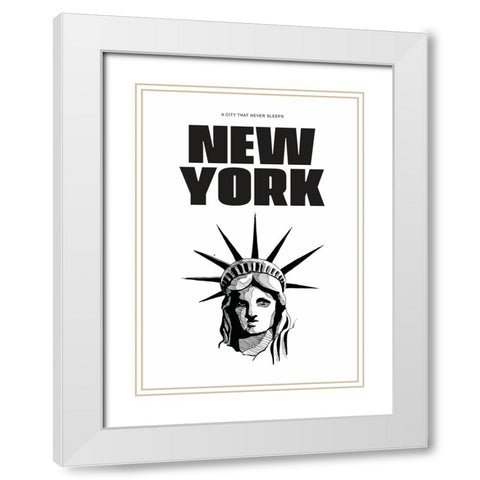 New York - New York White Modern Wood Framed Art Print with Double Matting by Castillo, Valeria