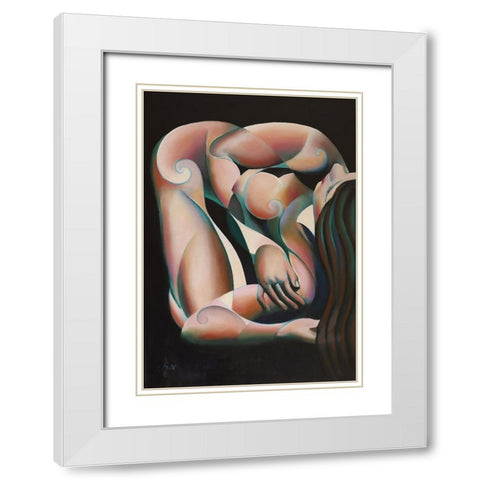Roundism - 07-08-22 White Modern Wood Framed Art Print with Double Matting by Akkers, Corne