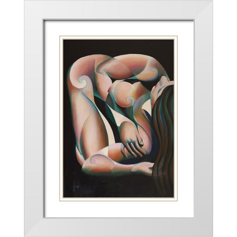 Roundism - 07-08-22 White Modern Wood Framed Art Print with Double Matting by Akkers, Corne