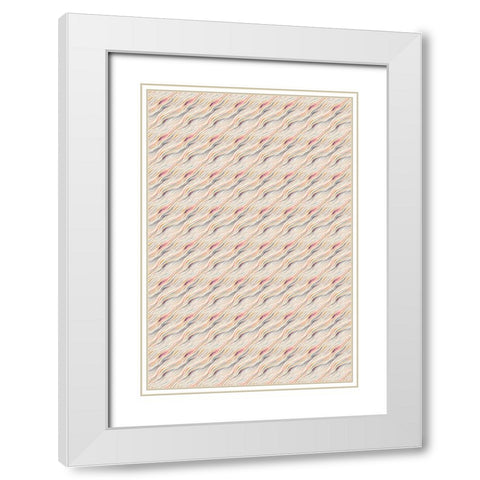 Pastel Waves Pattern White Modern Wood Framed Art Print with Double Matting by Treechild