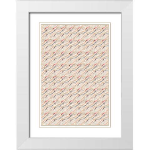 Pastel Waves Pattern White Modern Wood Framed Art Print with Double Matting by Treechild