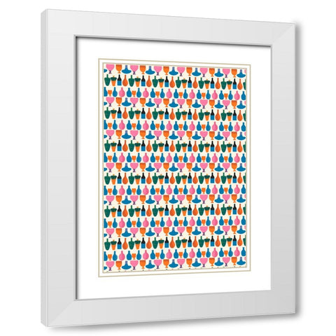 Kitchen Pattern White Modern Wood Framed Art Print with Double Matting by Treechild