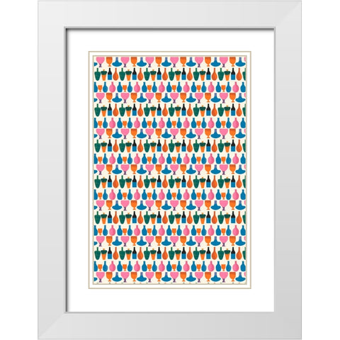 Kitchen Pattern White Modern Wood Framed Art Print with Double Matting by Treechild