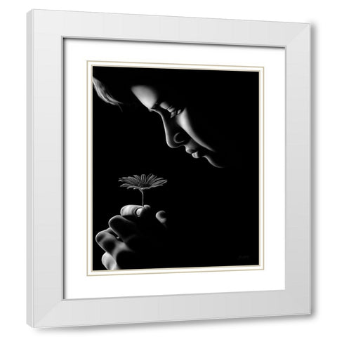 Fille Fleur White Modern Wood Framed Art Print with Double Matting by Amihere, Lord