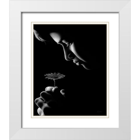 Fille Fleur White Modern Wood Framed Art Print with Double Matting by Amihere, Lord