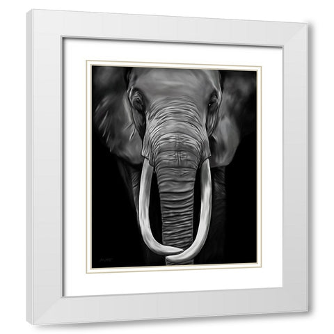 Loxodonta White Modern Wood Framed Art Print with Double Matting by Amihere, Lord