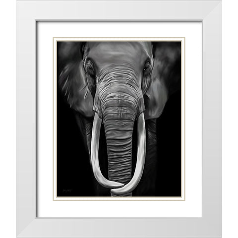 Loxodonta White Modern Wood Framed Art Print with Double Matting by Amihere, Lord
