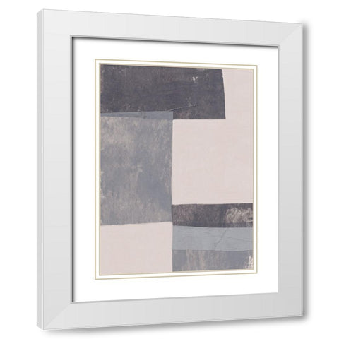 Gray Blocks #1 White Modern Wood Framed Art Print with Double Matting by Galitsyna, Alisa