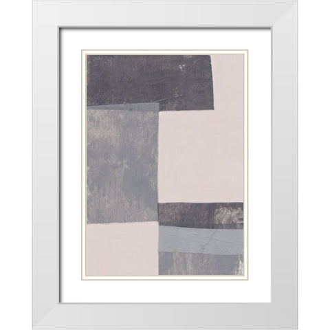 Gray Blocks #1 White Modern Wood Framed Art Print with Double Matting by Galitsyna, Alisa