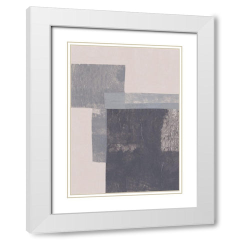 Gray Blocks #2 White Modern Wood Framed Art Print with Double Matting by Galitsyna, Alisa