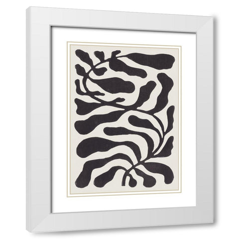 One Hundred-Leaved Plant #21 / Lino Print White Modern Wood Framed Art Print with Double Matting by Galitsyna, Alisa