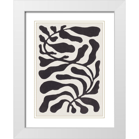 One Hundred-Leaved Plant #21 / Lino Print White Modern Wood Framed Art Print with Double Matting by Galitsyna, Alisa