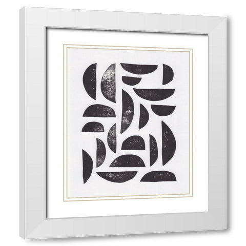 Linocut Abstract #7 White Modern Wood Framed Art Print with Double Matting by Galitsyna, Alisa
