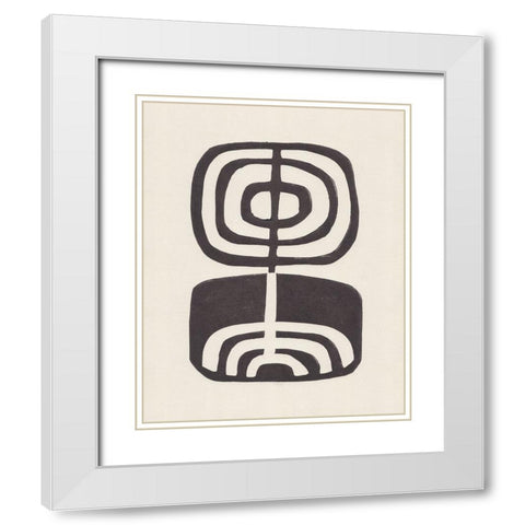 Modern Plant / Lino Print White Modern Wood Framed Art Print with Double Matting by Galitsyna, Alisa