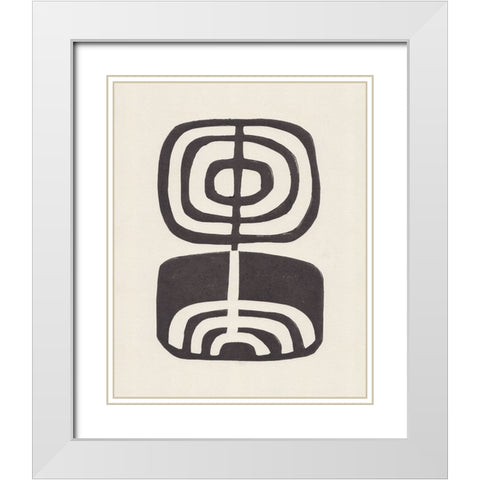 Modern Plant / Lino Print White Modern Wood Framed Art Print with Double Matting by Galitsyna, Alisa