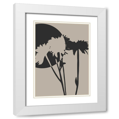 Abstract Flower 01 White Modern Wood Framed Art Print with Double Matting by Unsoy, Eda