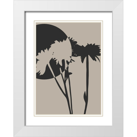 Abstract Flower 01 White Modern Wood Framed Art Print with Double Matting by Unsoy, Eda
