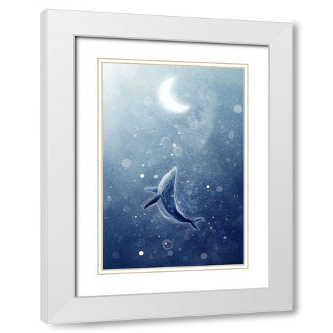 Galaxy Whale White Modern Wood Framed Art Print with Double Matting by Thai, Xuan