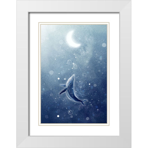 Galaxy Whale White Modern Wood Framed Art Print with Double Matting by Thai, Xuan