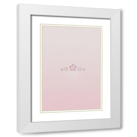 Pink Star White Modern Wood Framed Art Print with Double Matting by Thai, Xuan