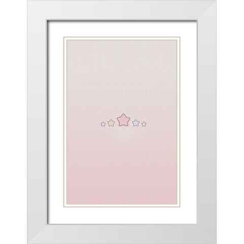 Pink Star White Modern Wood Framed Art Print with Double Matting by Thai, Xuan
