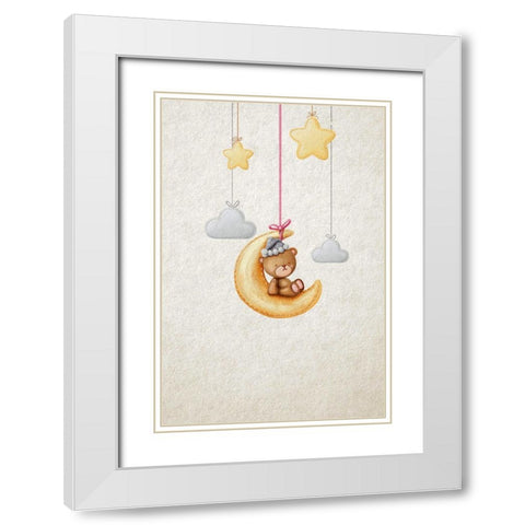 Dreamy Teddy White Modern Wood Framed Art Print with Double Matting by Thai, Xuan