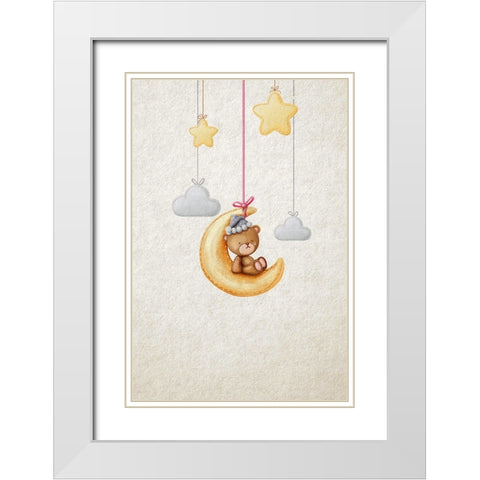 Dreamy Teddy White Modern Wood Framed Art Print with Double Matting by Thai, Xuan