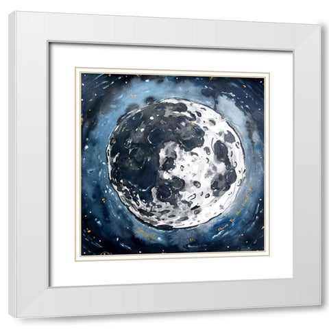 Above the stars I met you White Modern Wood Framed Art Print with Double Matting by Belickiene, Julija