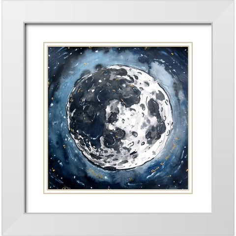 Above the stars I met you White Modern Wood Framed Art Print with Double Matting by Belickiene, Julija