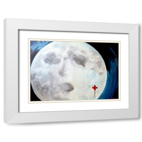 Moon White Modern Wood Framed Art Print with Double Matting by Belickiene, Julija