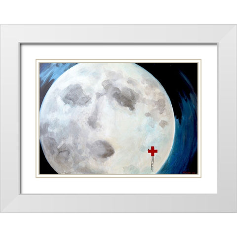 Moon White Modern Wood Framed Art Print with Double Matting by Belickiene, Julija