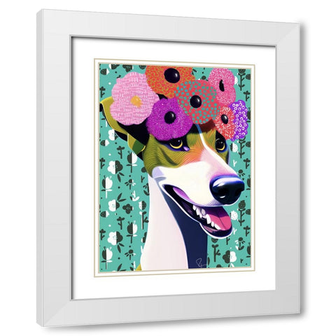 Gorgeous Greyhound White Modern Wood Framed Art Print with Double Matting by Day, Ruth