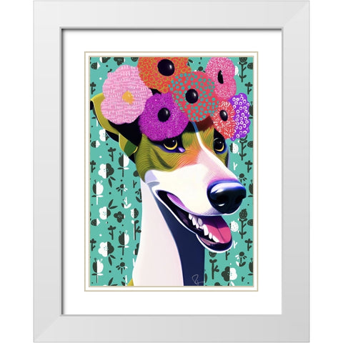 Gorgeous Greyhound White Modern Wood Framed Art Print with Double Matting by Day, Ruth