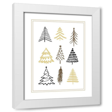 Christmas Trees 2 White Modern Wood Framed Art Print with Double Matting by N., Kristina