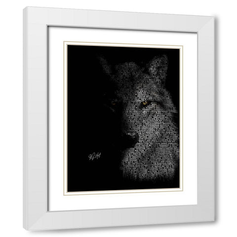 Wolf White Modern Wood Framed Art Print with Double Matting by Oladapo, Ojenike