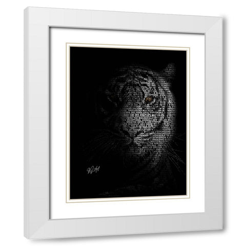 The Tiger White Modern Wood Framed Art Print with Double Matting by Oladapo, Ojenike