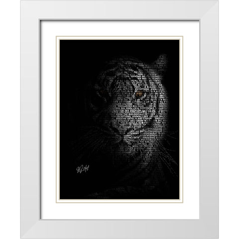 The Tiger White Modern Wood Framed Art Print with Double Matting by Oladapo, Ojenike