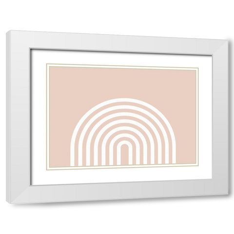 Peach Rainbow White Modern Wood Framed Art Print with Double Matting by Pienaar, Kathrin
