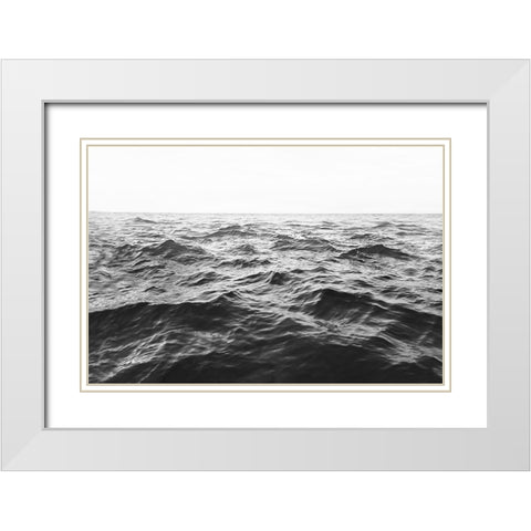 Wavy Horizon BW White Modern Wood Framed Art Print with Double Matting by Pienaar, Kathrin