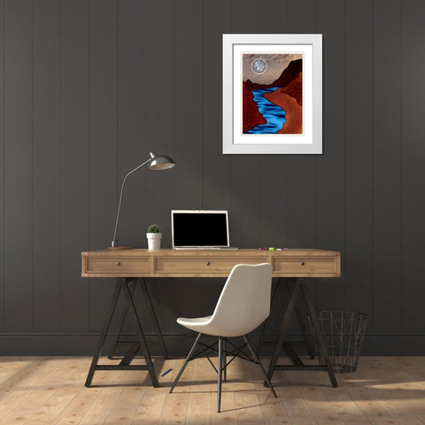 Full Moon White Modern Wood Framed Art Print with Double Matting by Joseph, Abdona
