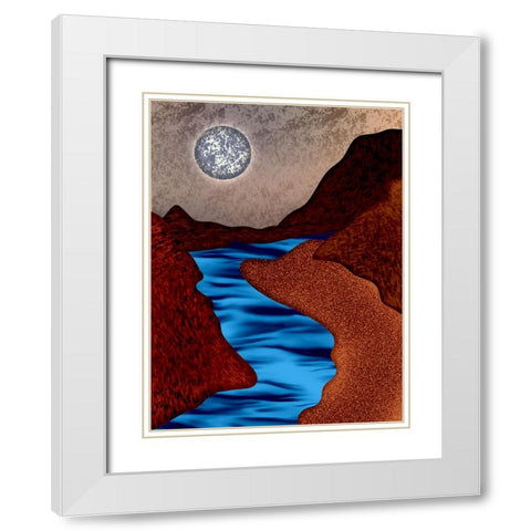 Full Moon White Modern Wood Framed Art Print with Double Matting by Joseph, Abdona
