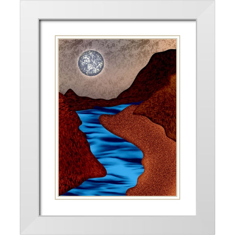 Full Moon White Modern Wood Framed Art Print with Double Matting by Joseph, Abdona