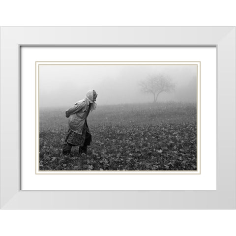 Autumn White Modern Wood Framed Art Print with Double Matting by Kruk, Przemyslaw