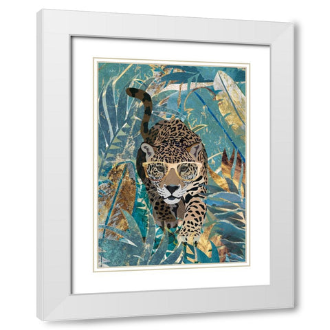 Curious jaguar in the rainforest White Modern Wood Framed Art Print with Double Matting by Manovski, Sarah