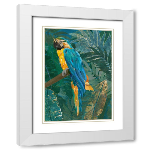 Blue parrot in the rainforest White Modern Wood Framed Art Print with Double Matting by Manovski, Sarah