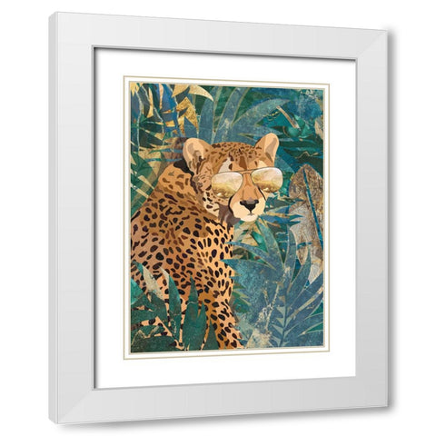 Rockstar cheetah in the jungle White Modern Wood Framed Art Print with Double Matting by Manovski, Sarah
