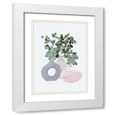 Scandi Japandi Plants White Modern Wood Framed Art Print with Double Matting by Manovski, Sarah