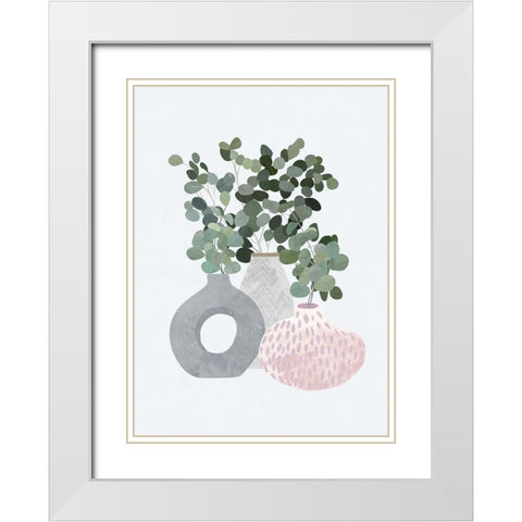 Scandi Japandi Plants White Modern Wood Framed Art Print with Double Matting by Manovski, Sarah
