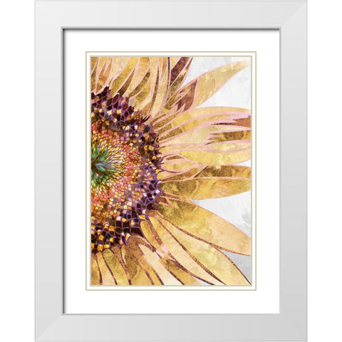 Golden sunflower White Modern Wood Framed Art Print with Double Matting by Manovski, Sarah