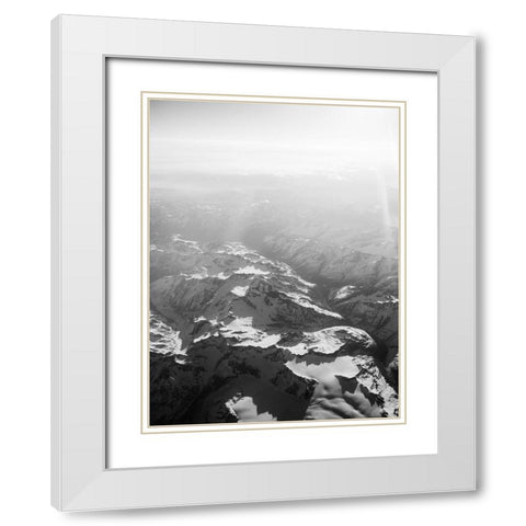 Alps in Black and White White Modern Wood Framed Art Print with Double Matting by Zwart, Raisa
